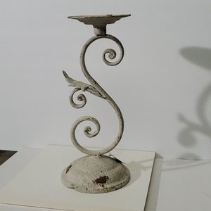 Textured metal  13"h candle stand